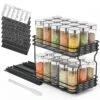 SpaceAid Slide Out Spice Rack Organizer For Kitchen Cabinet With Labels And Chalk Marker, 1 Drawer 2-Tier