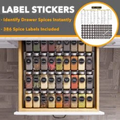 SpaceAid Spice Organizer For Drawer With 36 Spice Jars, 386 Spice Labels And Chalk Marker, 4 Tier -NeatNest Store 1605 3