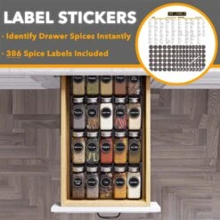 SpaceAid Spice Drawer Storage Organizer With 20 Glass Spice Jars, 9-1/2" Wide X 17-1/2" Deep -NeatNest Store 1605 3 67d65e8e 5663 4569 88ee 0eed0654948a