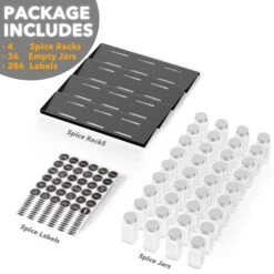 SpaceAid Spice Organizer For Drawer With 36 Spice Jars, 386 Spice Labels And Chalk Marker, 4 Tier -NeatNest Store 1605 5