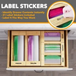 SpaceAid Bamboo Bag Organizer Storage For Kitchen Drawer, 5 Pack Set 8 SpaceAid Bamboo Bag Organizer Storage For Kitchen Drawer, 5 Pack Set -NeatNest Store 1608 1