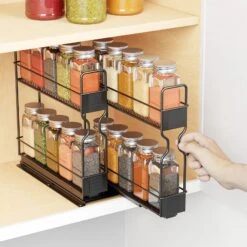 SpaceAid Slide Out Spice Rack Organizer With 20 Jars For Kitchen Cabinet, 2 Drawers 2-Tier, 5.2" W X10.75 D X10 H -NeatNest Store 1608 3