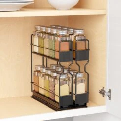 SpaceAid Slide Out Spice Rack Organizer With 20 Jars For Kitchen Cabinet, 2 Drawers 2-Tier, 5.2" W X10.75 D X10 H -NeatNest Store 1608 5