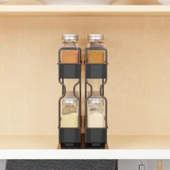 SpaceAid Slide Out Spice Rack Organizer With 20 Jars For Kitchen Cabinet, 2 Drawers 2-Tier, 5.2" W X10.75 D X10 H -NeatNest Store 1608 6