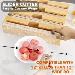 SpaceAid WrapNeat 4 In 1 Kitchen Dispenser Paper Foil Cling Wrap Organizer With Cutter And Labels, Compatible With 12" Roll -NeatNest Store 1608 6 7f8ecefb 5dbd 4972 b0a3 83e3d350140c