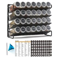 SpaceAid® Cabinet Spice Rack Organizer Space Saving Wire Metal Spice Organizer With 28 Jars