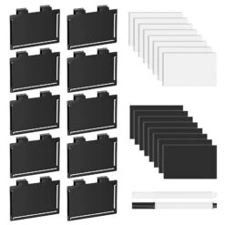 SpaceAid 10 Pack Black Pantry Basket Label Clips On For Storage Bins With 20 Label Cards