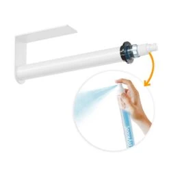 SpaceAid® 2-in-1 SprayNeat Wall Mounted Paper Towel Holder With Spray Bottle Inside Center In White