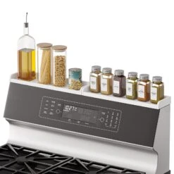 SpaceAid Bamboo Over The Stove Shelf, 30" Wide, White