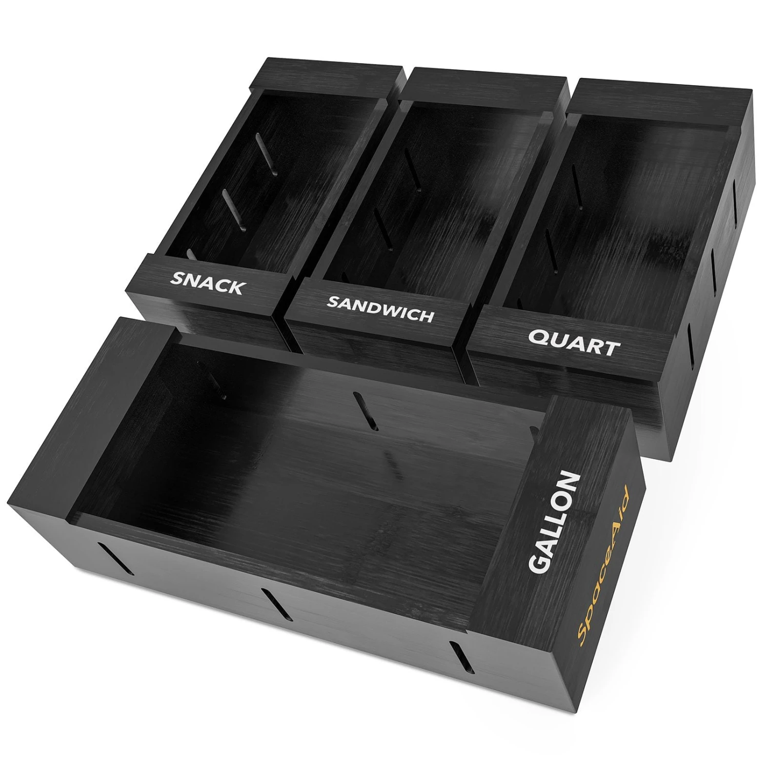 SpaceAid Food Storage Bag Organizer, 4 Pack, Black 1 SpaceAid Food Storage Bag Organizer, 4 Pack, Black