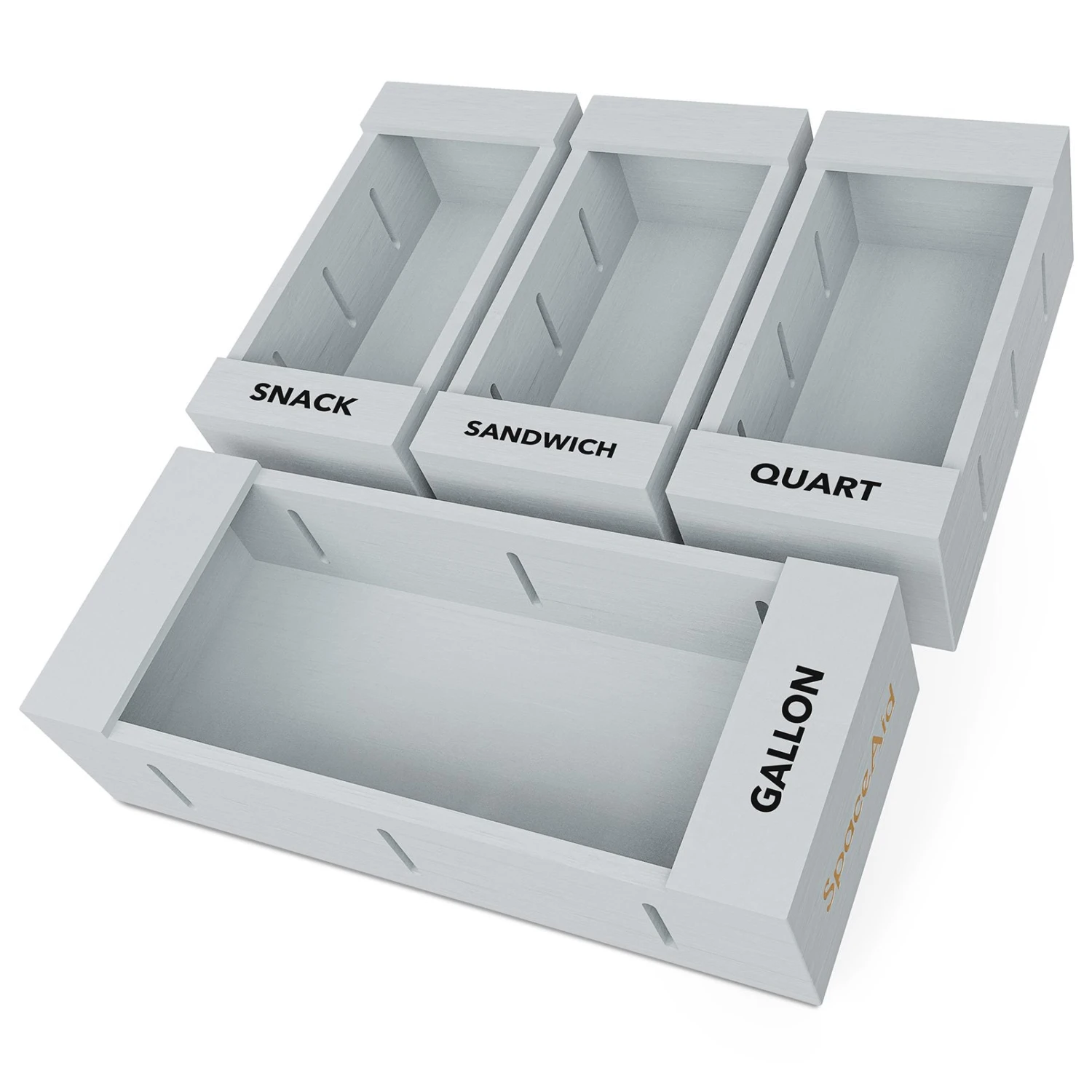 SpaceAid Ziplock Bag Storage Organizer For Sandwich And Snack, 4 Pack, Gray 1 SpaceAid Ziplock Bag Storage Organizer For Sandwich And Snack, 4 Pack, Gray