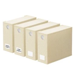Front Page 17 SpaceAid Foldable Bed Sheet Organizer 4 Pack Set, Beige
