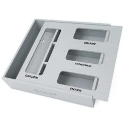 SpaceAid Bamboo Bag Storage Organizer For Kitchen Drawer, Compatible With Gallon, Quart, Sandwich And Snack (1 Box 4 Slots), Gray