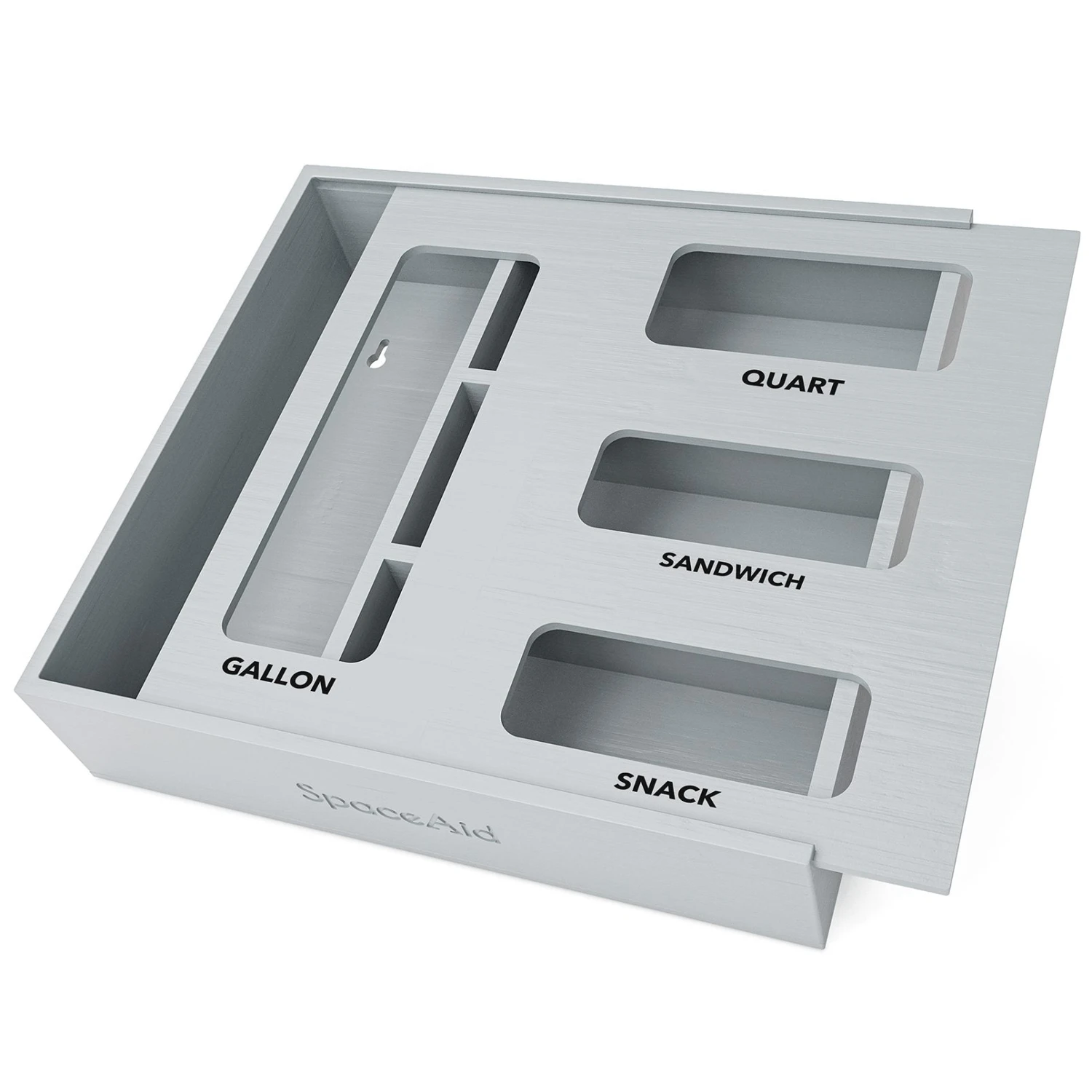 SpaceAid Bamboo Bag Storage Organizer For Kitchen Drawer, Compatible With Gallon, Quart, Sandwich And Snack (1 Box 4 Slots), Gray 1 SpaceAid Bamboo Bag Storage Organizer For Kitchen Drawer, Compatible With Gallon, Quart, Sandwich And Snack (1 Box 4 Slots), Gray