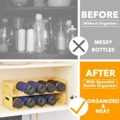 SpaceAid Bamboo Water Bottle Storage Organizer, 2 Pack 5-Slot, Hold 10 Bottles -NeatNest Store 1609 2 10 89866973 d587 497c b24b 81efd590958b