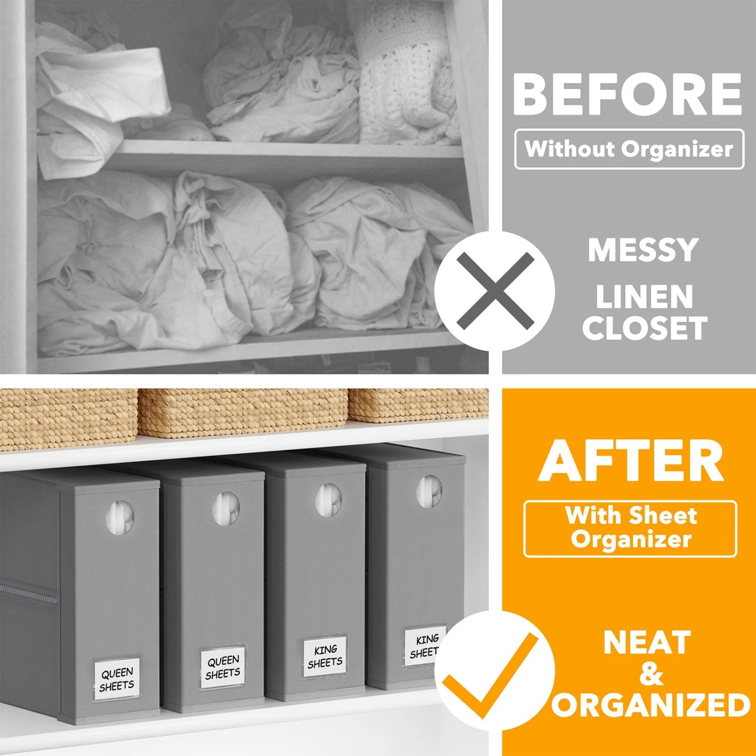 SpaceAid 4 Pack Bed Sheet Organization Folder In Gray 2 SpaceAid 4 Pack Bed Sheet Organization Folder In Gray - Image 2