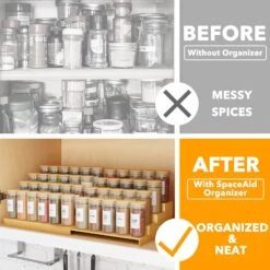 SpaceAid 4 Tier Bamboo Ladder Spice Rack Organizer For Kitchen Cabinet 9 SpaceAid 4 Tier Bamboo Ladder Spice Rack Organizer For Kitchen Cabinet -NeatNest Store 1609 2 8