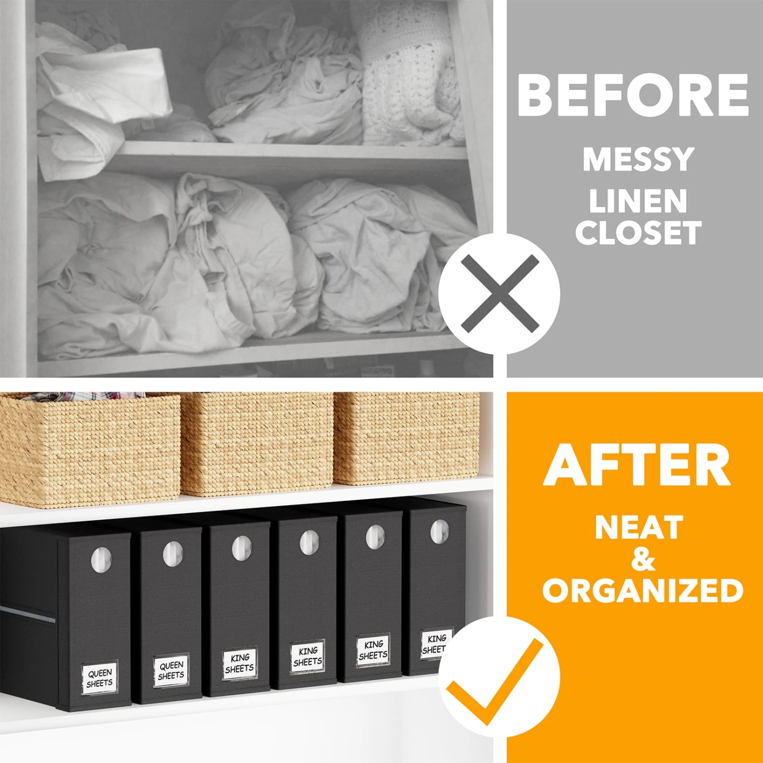 SpaceAid 6 Pack Bed Sheets Organizer And Foldable Storage In Black 2 SpaceAid 6 Pack Bed Sheets Organizer And Foldable Storage In Black - Image 2