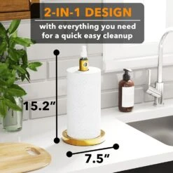 SpaceAid® 2 In 1 Gold Paper Towel Holder With Spray Bottle In The Middle -NeatNest Store 1609 3 02 1
