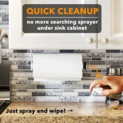 SpaceAid® 2-in-1 SprayNeat Wall Mounted Paper Towel Holder With Spray Bottle Inside Center In White -NeatNest Store 1609 3 1