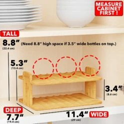 SpaceAid Bamboo Water Bottle Storage Organizer With Labels, (2-Tier, Hold 6 Bottles) -NeatNest Store 1609 3 11 7cd9ebf4 04cd 4681 a664 6f07d723507c