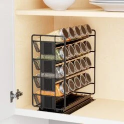 SpaceAid Kitchen Cabinet Pull Out Spice Rack Organizer With 20 Jars And 801 Labels, Right Facing -NeatNest Store 1609 3 14