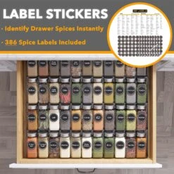 SpaceAid Kitchen Spice Drawer Organizer With 44 Spice Jars, 20.25" Wide X 17.5" Deep -NeatNest Store 1609 3 16
