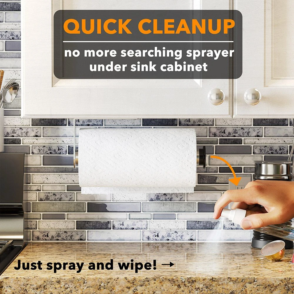 SpaceAid® 2-in-1 SprayNeat Silver Paper Towel Holder With Spray Bottle, Under Cabinet Or Hanging Wall Mount 3 SpaceAid® 2-in-1 SprayNeat Silver Paper Towel Holder With Spray Bottle, Under Cabinet Or Hanging Wall Mount - Image 3