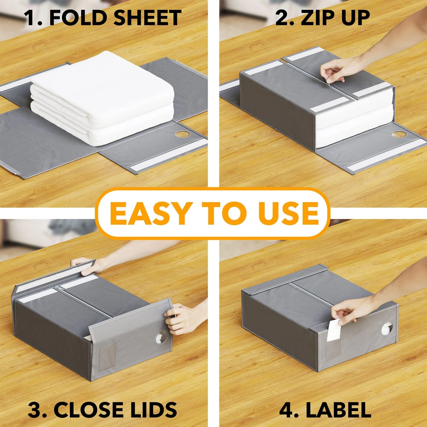 SpaceAid 4 Pack Bed Sheet Organization Folder In Gray 3 SpaceAid 4 Pack Bed Sheet Organization Folder In Gray - Image 3