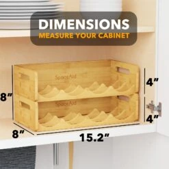 SpaceAid Bamboo Water Bottle Organizer Rack, 2 Pack 4-Slot, Hold 8 Bottles -NeatNest Store 1609 3 7