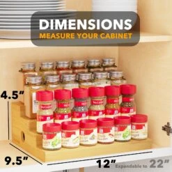 SpaceAid 4 Tier Bamboo Ladder Spice Rack Organizer For Kitchen Cabinet 10 SpaceAid 4 Tier Bamboo Ladder Spice Rack Organizer For Kitchen Cabinet -NeatNest Store 1609 3 8