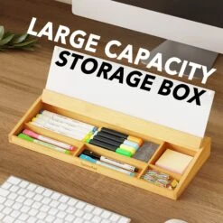 SpaceAid Bamboo Desktop Whiteboard With Organizer Box, 4 Dry Erase Markers And 1 Eraser, Natural -NeatNest Store 1609 3 8 37d3b1ae 7a07 45b7 baf4 e802b8883708