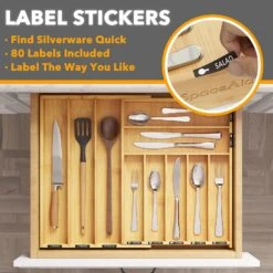 SpaceAid Bamboo Expandable Silverware Organizer For Kitchen Drawer Storage (Natural, 10 Slots) -NeatNest Store 1609 3 8 fc136e8c 0228 4f7b 9062 1aff8852e322
