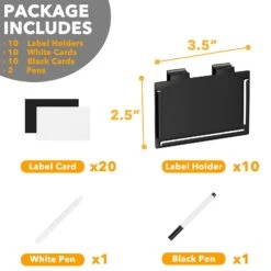 SpaceAid 10 Pack Black Pantry Basket Label Clips On For Storage Bins With 20 Label Cards -NeatNest Store 1609 4 12