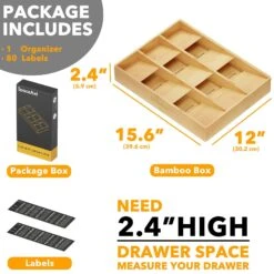 SpaceAid Bamboo Silverware Drawer Holders Organize Kitchen Utensils (Natural, 9 Slots) -NeatNest Store 1609 4 2 75d5fffd 3066 4895 9cfe 2963fd407ee0