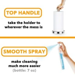 SpaceAid® 2 In 1 Paper Towel Holder Under Cabinet With Spray Bottle In The Middle In Silver -NeatNest Store 1609 4 6