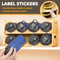 SpaceAid Bamboo Water Bottle Organizer Rack, 2 Pack 4-Slot, Hold 8 Bottles -NeatNest Store 1609 4 7 fd78d7a0 5cc8 4964 b27e e47e849ae9de