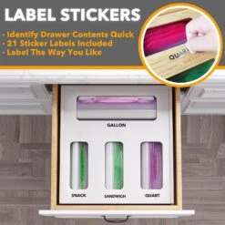 SpaceAid Bamboo Ziplock Bag Storage Organizer For Sandwich And Snack Food Bag (1 Box 4 Slots), White -NeatNest Store 1609 4 a40c4af5 e8b4 4f2b 871c 2a094813cf3c