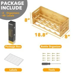 SpaceAid Bamboo Water Bottle Storage Organizer, 2 Pack 5-Slot, Hold 10 Bottles -NeatNest Store 1609 5 10 29a0a0c0 c22c 4d13 b407 92c28bb07aad