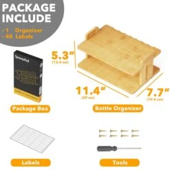 SpaceAid Bamboo Water Bottle Storage Organizer With Labels, (2-Tier, Hold 6 Bottles) -NeatNest Store 1609 5 11 79a2b610 a375 4ab8 bab3 71c1fdfb1016