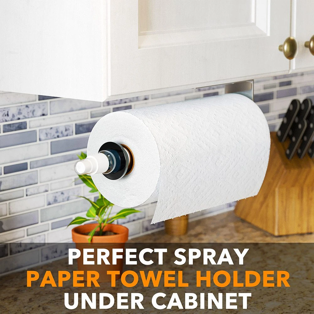 SpaceAid® 2-in-1 SprayNeat Silver Paper Towel Holder With Spray Bottle, Under Cabinet Or Hanging Wall Mount 5 SpaceAid® 2-in-1 SprayNeat Silver Paper Towel Holder With Spray Bottle, Under Cabinet Or Hanging Wall Mount - Image 5