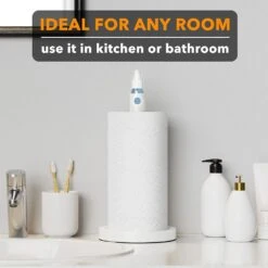 SpaceAid® 2 In 1 Under Cabinet Paper Towel Holder With Spray Bottle Inside Center In White -NeatNest Store 1609 5 7
