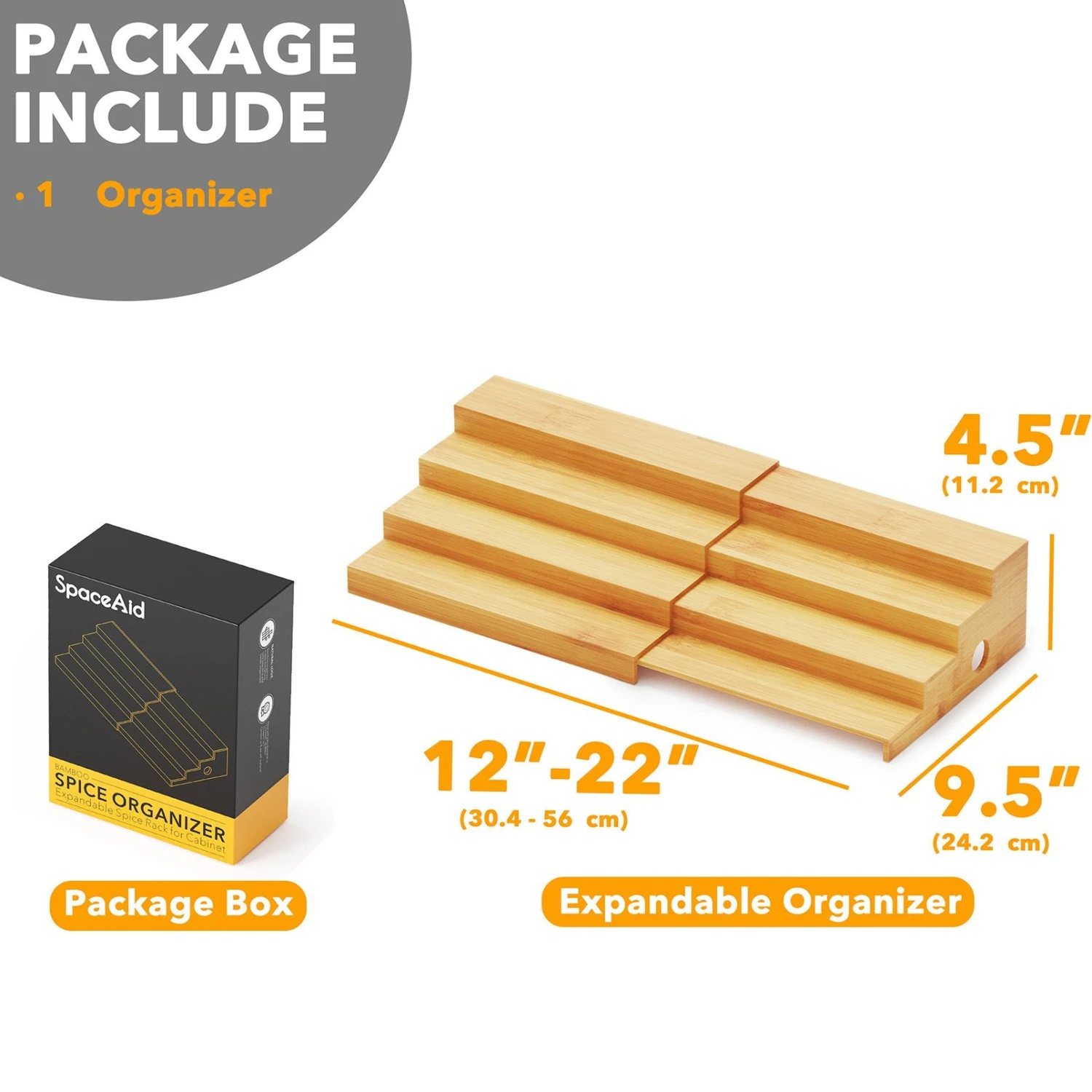 SpaceAid 4 Tier Bamboo Ladder Spice Rack Organizer For Kitchen Cabinet 5 SpaceAid 4 Tier Bamboo Ladder Spice Rack Organizer For Kitchen Cabinet - Image 5