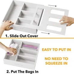 SpaceAid Bamboo Ziplock Bag Storage Organizer For Sandwich And Snack Food Bag (1 Box 4 Slots), White -NeatNest Store 1609 5 b0388892 4e22 42b0 961b dc144a4c9fad