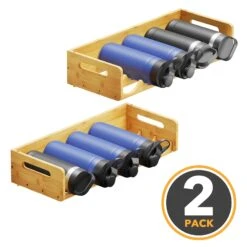 SpaceAid Bamboo Water Bottle Storage Organizer, 2 Pack 5-Slot, Hold 10 Bottles -NeatNest Store 1609 6 10