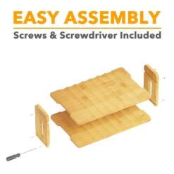 SpaceAid Bamboo Water Bottle Storage Organizer With Labels, (2-Tier, Hold 6 Bottles) -NeatNest Store 1609 6 11