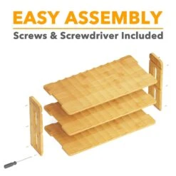 SpaceAid Bamboo Stackable Water Bottle Storage Rack Organizer, (3-Tier, Hold 12 Bottles) -NeatNest Store 1609 6 12