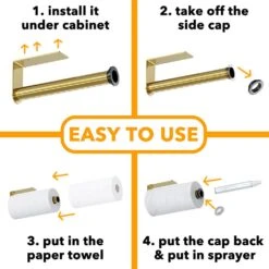 SpaceAid® SprayNeat 2-in-1 Wall Mount Paper Towel Holder With Spray Bottle In Gold -NeatNest Store 1609 6 2