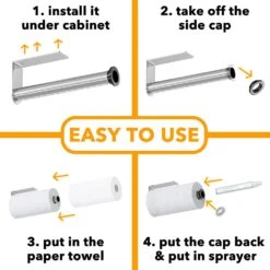 SpaceAid® 2-in-1 SprayNeat Silver Paper Towel Holder With Spray Bottle, Under Cabinet Or Hanging Wall Mount 12 SpaceAid® 2-in-1 SprayNeat Silver Paper Towel Holder With Spray Bottle, Under Cabinet Or Hanging Wall Mount -NeatNest Store 1609 6 3