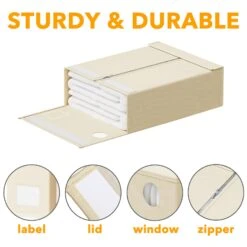 SpaceAid Foldable Bed Sheet Organizer 4 Pack Set, Beige -NeatNest Store 1609 6 8816b400 0910 427d 99a6 5bcd942b716c